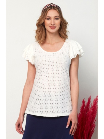 εκρου μπλουζα με βολαν μανικια σε προσφορά