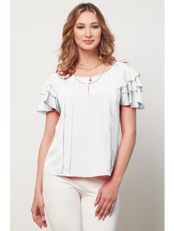 εκρου μπλουζα με βολαν και πιετες σε προσφορά