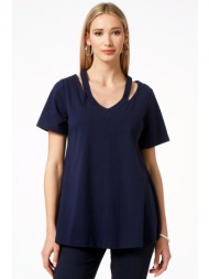 μπλε κοντομανικη μπλουζα ...