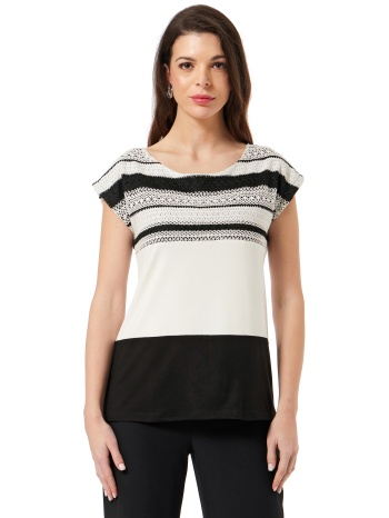 ασπρομαυρη μπλουζα με πλεκτο μπουστο σε προσφορά