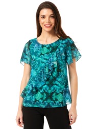 εμπριμε μπλουζα μουσελινα με βολαν εμπρος