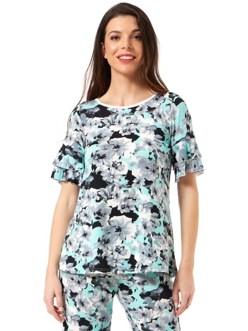 φλοραλ μπλουζα με διπλο βολαν σε προσφορά