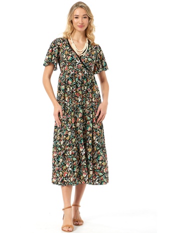 φλοραλ midi φορεμα με κρουαζε μπουστο σε προσφορά