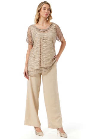 μπεζ linen-look παντελονα σε προσφορά