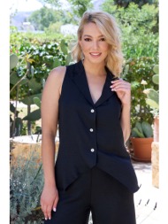 μαυρο γιλεκο linen-look ...