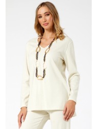 εκρου πλεκτη μπλουζα ριπ