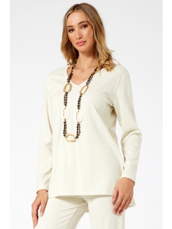 εκρου πλεκτη μπλουζα ριπ σε προσφορά