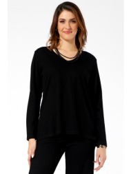 μαυρη πλεκτη μπλουζα ριπ