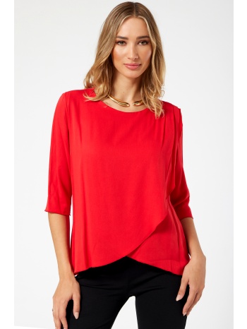 κοκκινη ασυμμετρη μπλουζα με τρουακαρ μανικι σε προσφορά