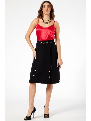 μαυρη φουστα με κουφοπιετες και κουμπια σε προσφορά