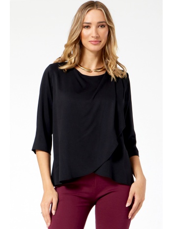 μαυρη ασυμμετρη μπλουζα με τρουακαρ μανικι σε προσφορά