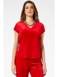 κοκκινη βελουδινη ζαπονε μπλουζα