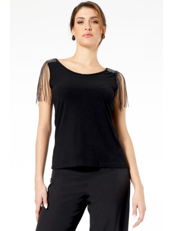 μαυρο αμανικο τοπ με στρας σε προσφορά