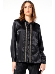 μαυρο σατεν πουκαμισο με στρας