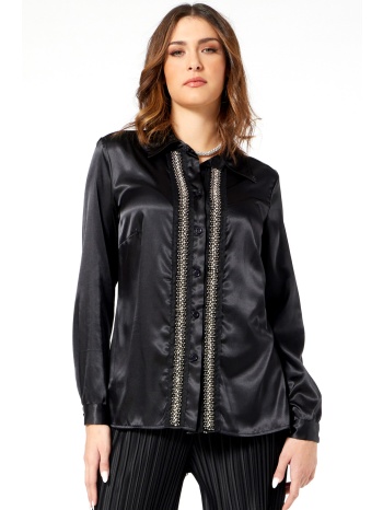 μαυρο σατεν πουκαμισο με στρας σε προσφορά