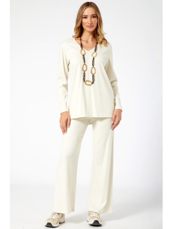 εκρου πλεκτη ριπ παντελονα με λαστιχο σε προσφορά