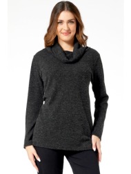 γκρι πλεκτη μπλουζα με ...