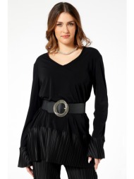 μαυρη μπλουζα με πλισε ...
