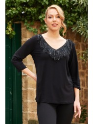 μαυρη μπλουζα με κροσια