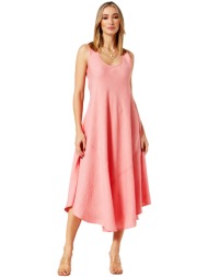 κοραλι φορεμα linen-look ...
