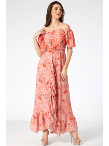 εμπριμε φορεμα λαστιχο στους ωμους και βολαν σε προσφορά