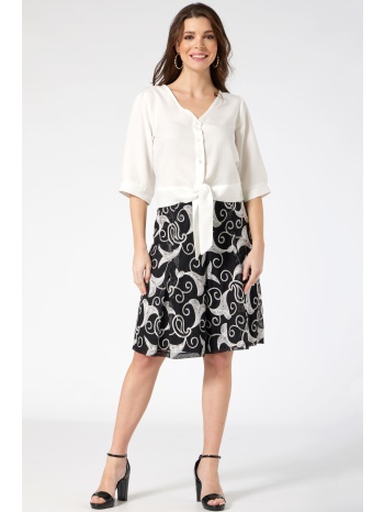 μαυρη κεντητη zip culotte με κουφοπιετες σε προσφορά