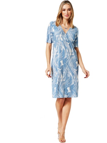 γαλαζιο πλισε φορεμα με κρουαζε μπουστο σε προσφορά