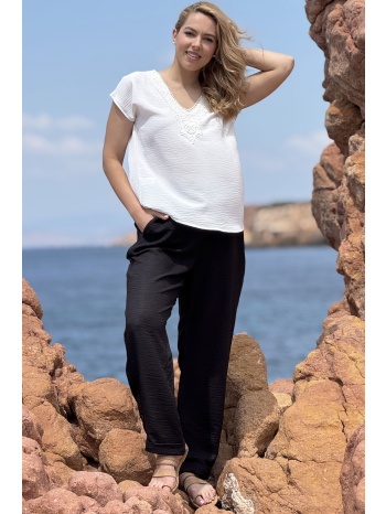 μαυρο buggy παντελονι linen-look με τσεπες σε προσφορά
