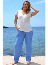 γαλαζιο buggy παντελονι linen-look με τσεπες