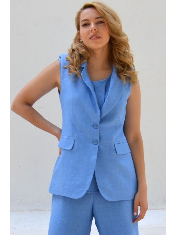 γαλαζιο αμανικο σακακι linen-look σε προσφορά