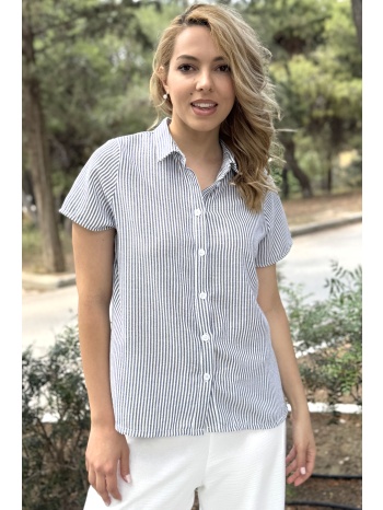 μπλε ριγε πουκαμισο linen-look σε προσφορά