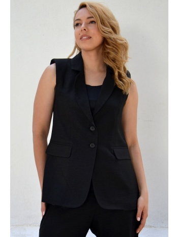 μαυρο αμανικο σακακι linen-look σε προσφορά