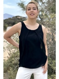 μαυρο αμανικο τοπ μουσελινα με πιετες