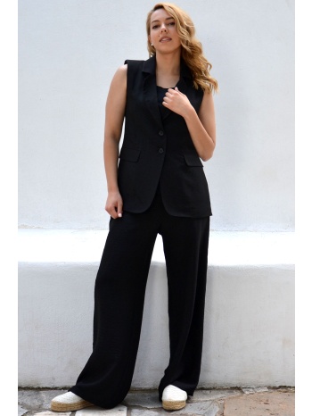 μαυρη παντελονα με τσεπες linen-look σε προσφορά
