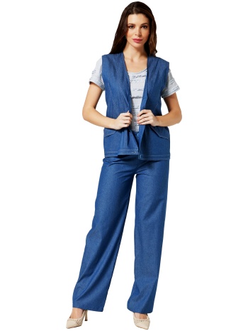 γιλεκο τυπου τζιν με διακοσμητικα γαζια σε προσφορά