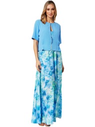 γαλαζια crop top ζακετα με πιετες