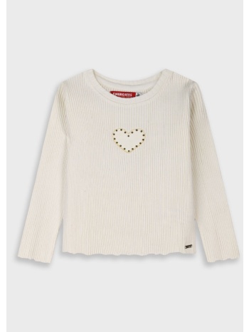 μακρυμάνικη ριπ μπλούζα | εκρου