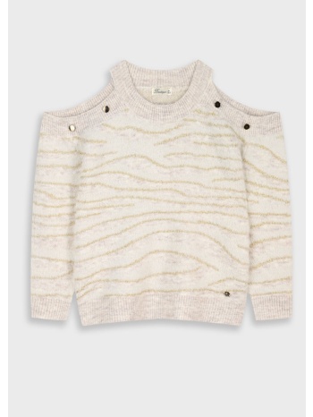 boutique πλεκτή μπλούζα | εκρου μελανζε