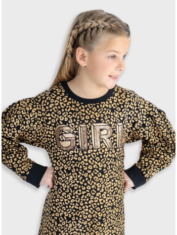 λεοπάρ φούτερ φόρεμα | μαυρο