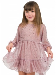 φόρεμα με τυπωμένο τούλι για κορίτσι. boutique collection | σκονισμενο ροζ