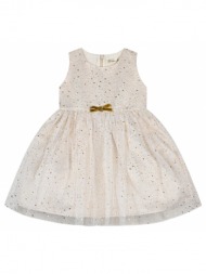 φόρεμα με χρυσό τυπωμένο τούλι για κορίτσι.boutique collection | εκρου