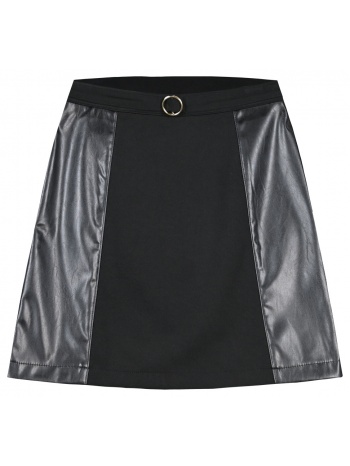 φούστα με ένθετα από δερματίνη για κορίτσι | μαυρο