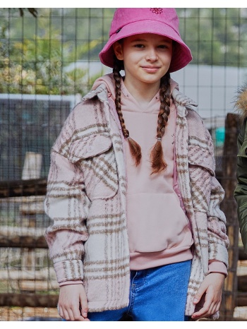 oversized καρώ μπουφάν τύπου πουκάμισο για κορίτσι | καρρω