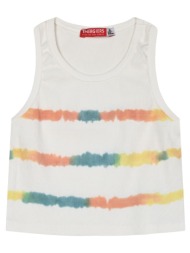 παιδική αμάνικη μπλούζα με τύπωμα τύπου tie dye για κορίτσι | εκρου