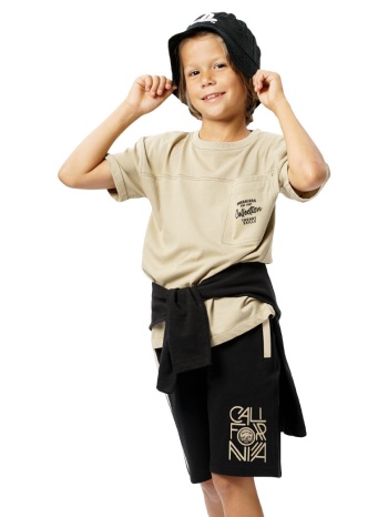 βερμούδα με ένθετο και τύπωμα για αγόρι | μαυρο σε προσφορά