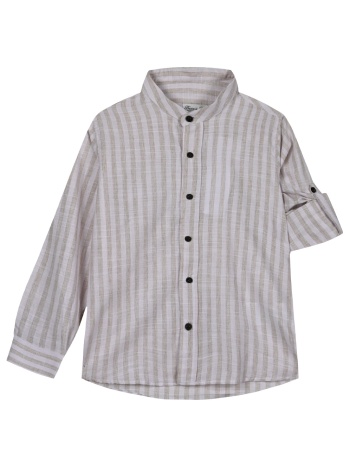 παιδικό ριγέ πουκάμισο για καλό ντύσιμο για αγόρι | μπεζ