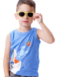 παιδική αμάνικη μπλούζα με τύπωμα για αγόρι | γαλαζιο