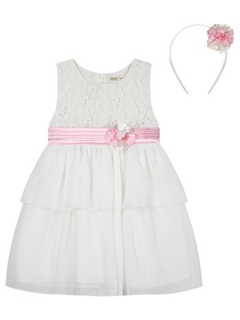 παιδικό αμάνικο φόρεμα με ασορτί στέκα για κορίτσι | λευκο