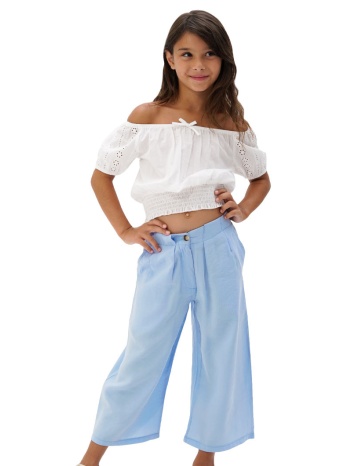 παιδική παντελόνα με πιέτες στην μέση για κορίτσι | blue