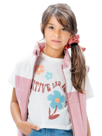 παιδική μπλούζα κροπ με τύπωμα για κορίτσι | κρεμ